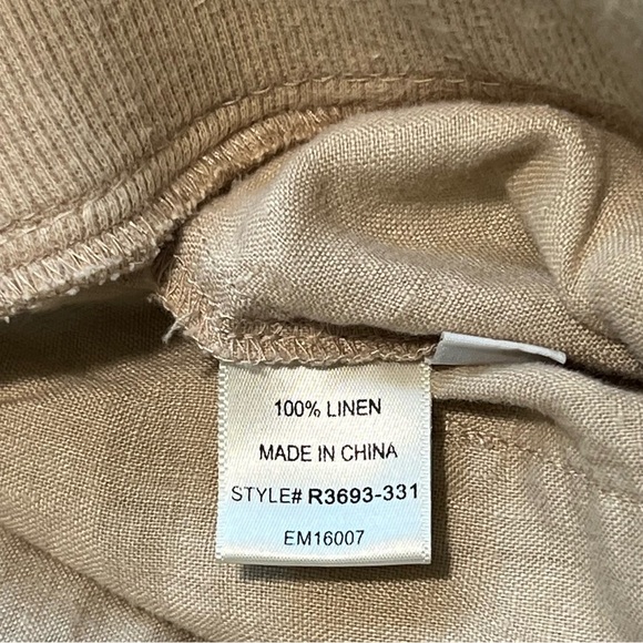 Bella Dahl SM Women’s Tan Linen Stretch Waist Wide-Leg Pants w Pockets - Picture 6 of 6